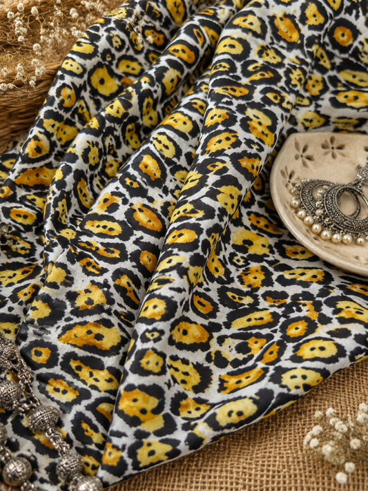 Leopard Print Natural Linen Fabric 60" Width
