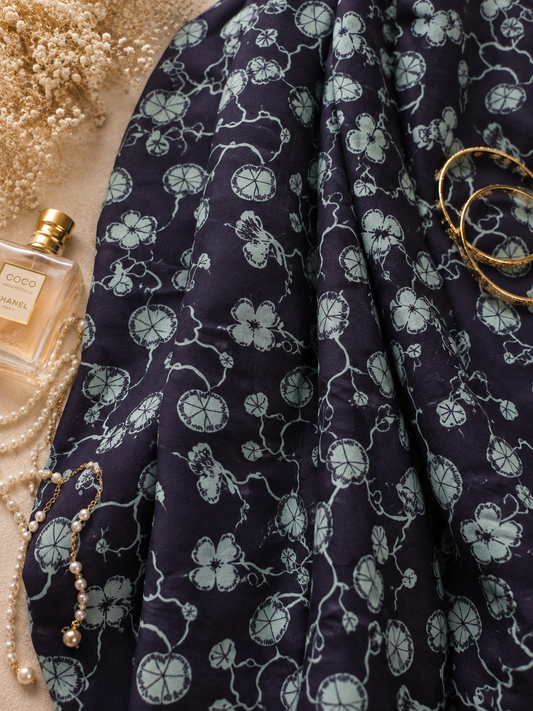 Twilight Bloom Printed Modal Rayon Fabric