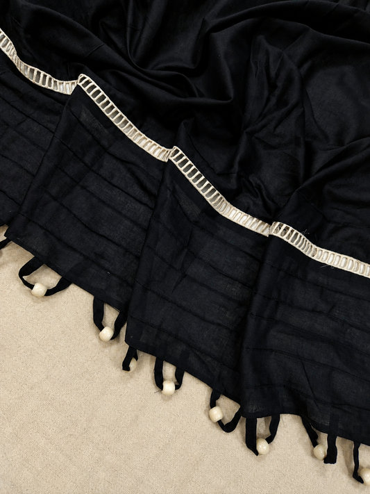 Black 100% cotton fabric with Beads