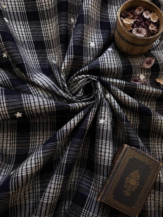 Premium Cotton Star Check Suit Fabric Set 60 Inch Width