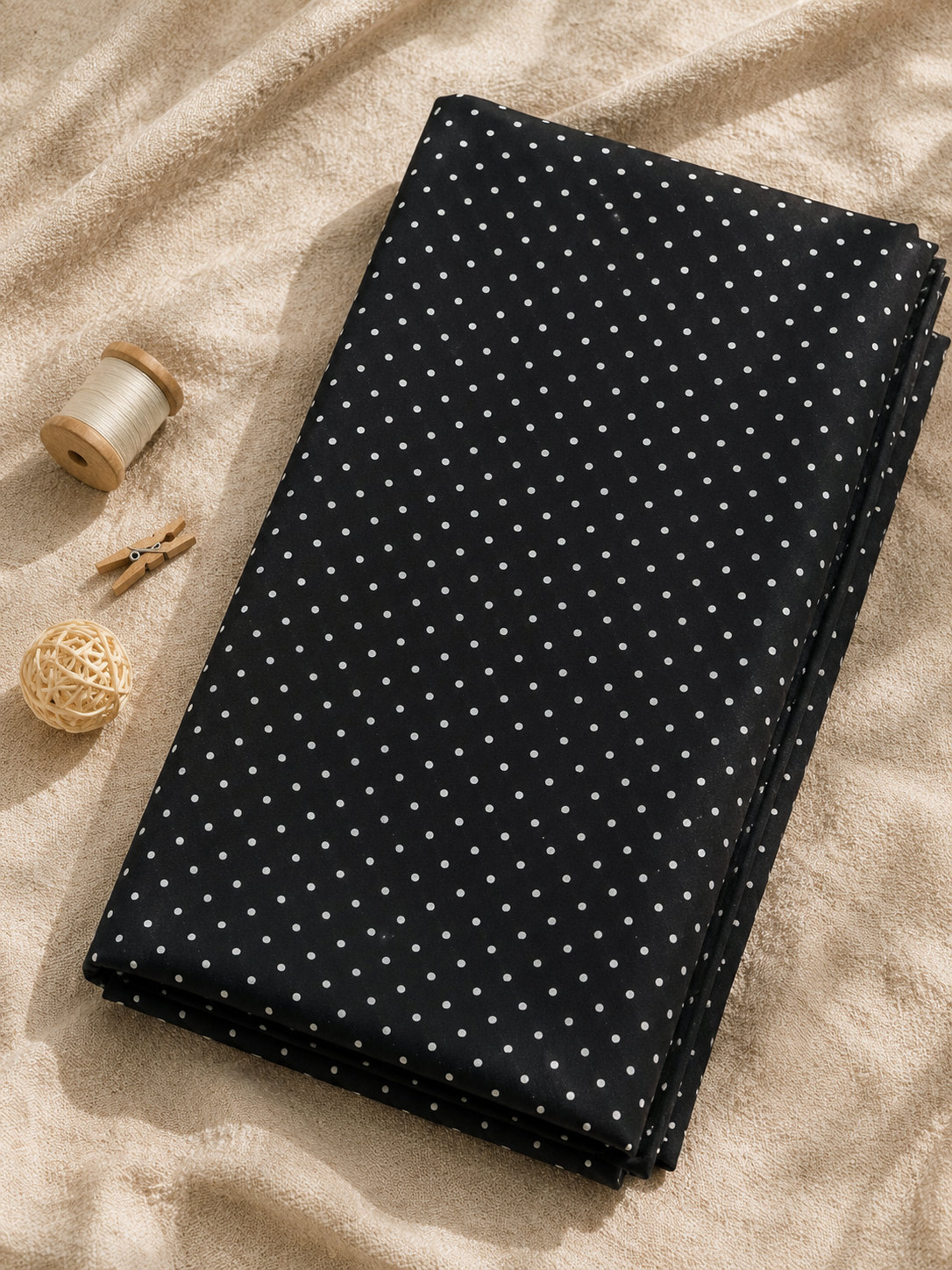 Black White Mini Polka Dot Modal Rayon Fabric | 60 Inch Wide