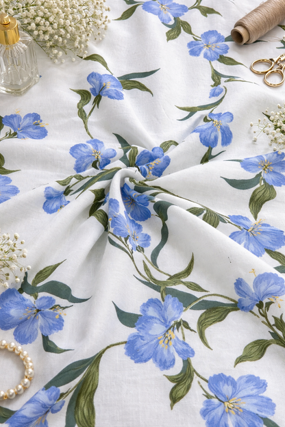 European Summer Bloom Printed Linen