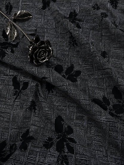Black Geometric Rayon Printed Fabric
