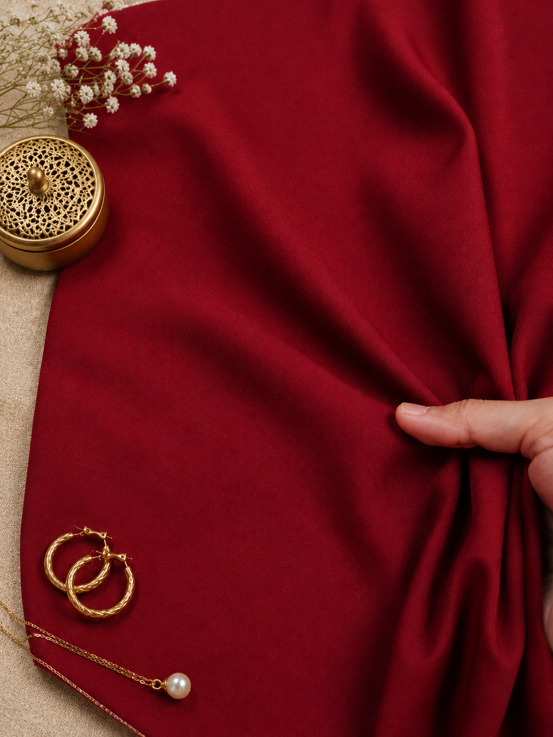 Elegant Maroon Plain Banana Crepe lycra Fabric