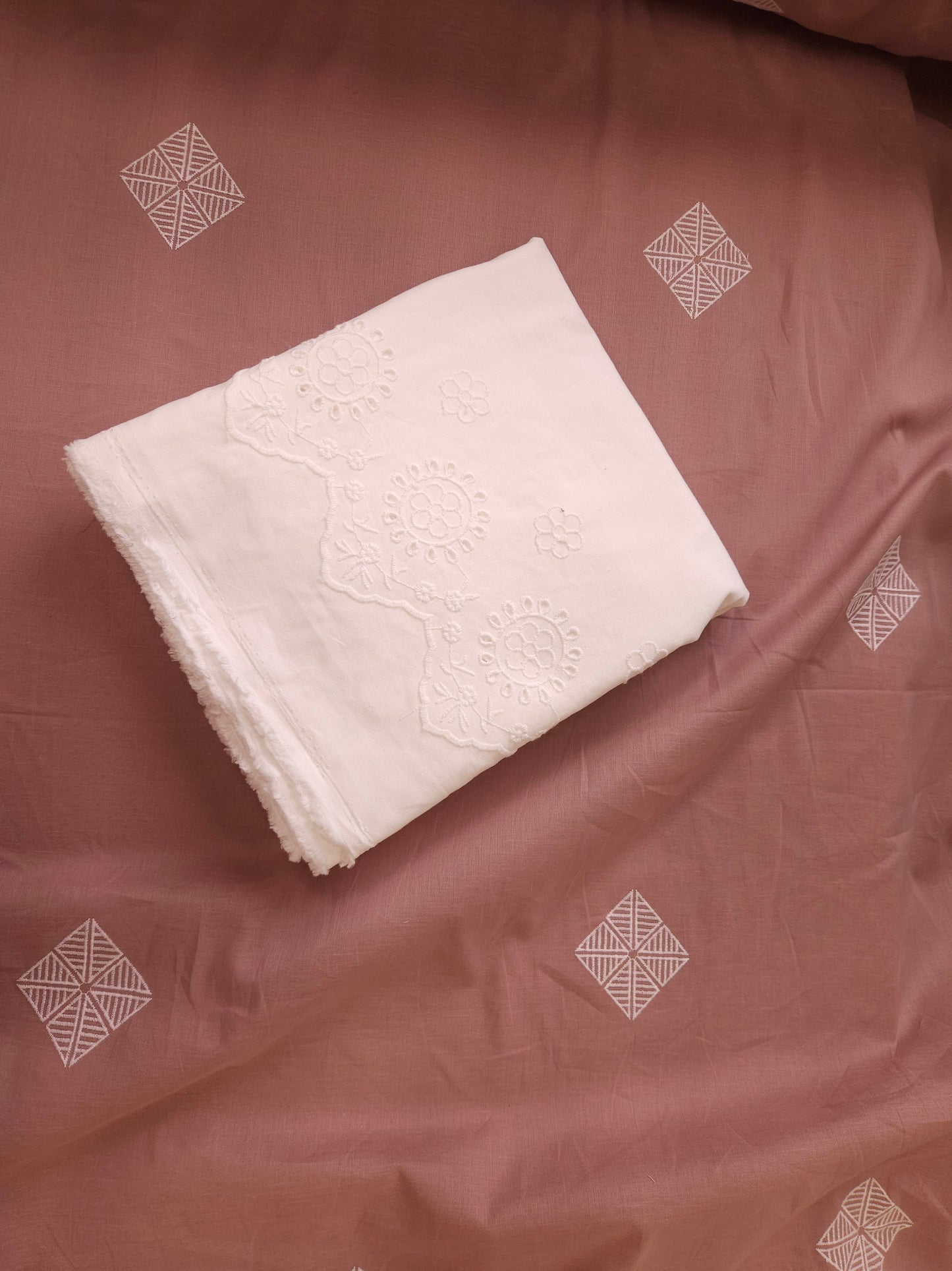 Premium Cotton Embroidered Suit Fabric with Cotton Schiffli Bottom | 60 Inch Width Unstitched Suit Set
