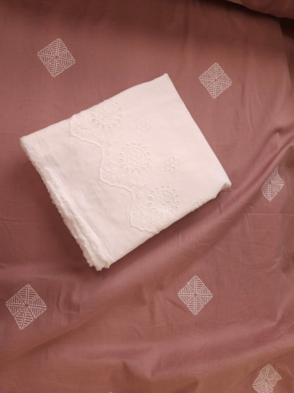 Premium Cotton Embroidered Suit Fabric with Cotton Schiffli Bottom | 60 Inch Width Unstitched Suit Set