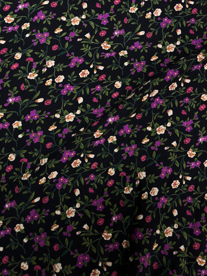 Midnight Blossom Rayon Print Fabric