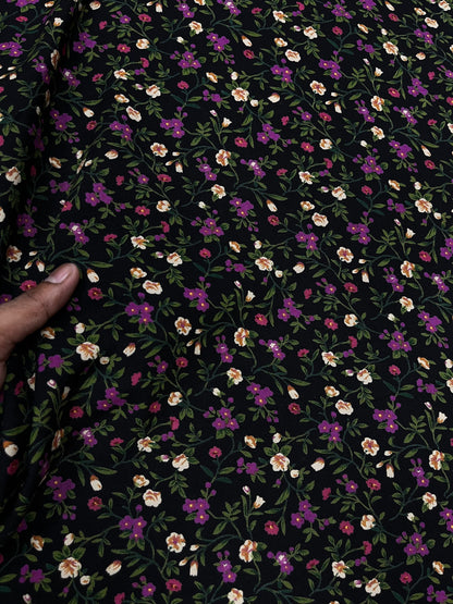 Midnight Blossom Rayon Print Fabric