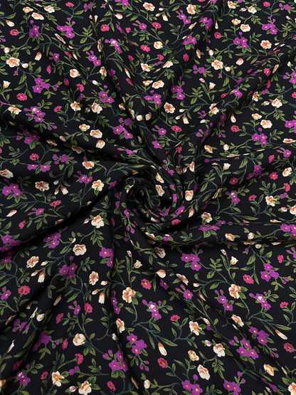 Midnight Blossom Rayon Print Fabric