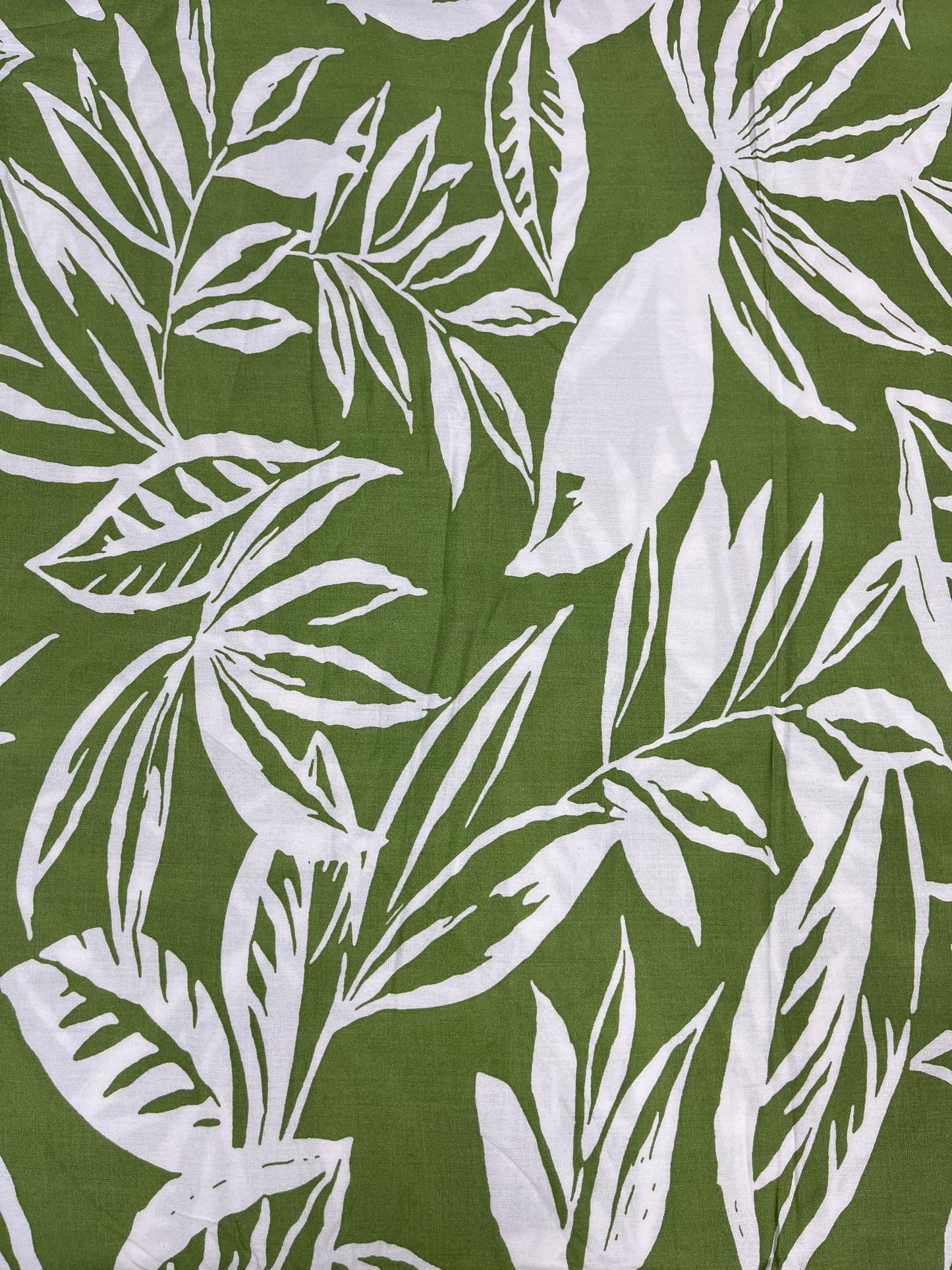 Olive Green Tropical Leaf Cotton Fabric 60 Inch Width