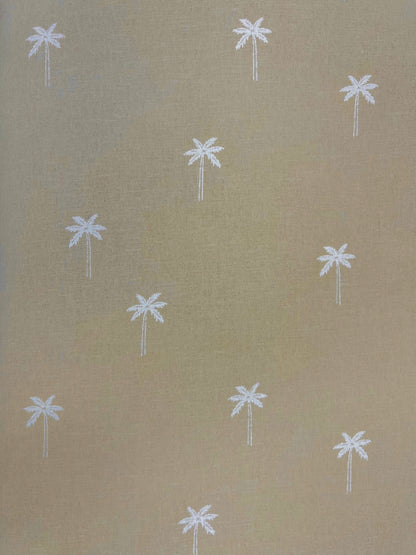 Beige Palm Print Cotton Linen Fabric 60 Inch Width