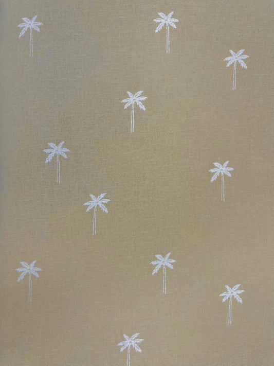 Beige Palm Print Cotton Linen Fabric 60 Inch Width