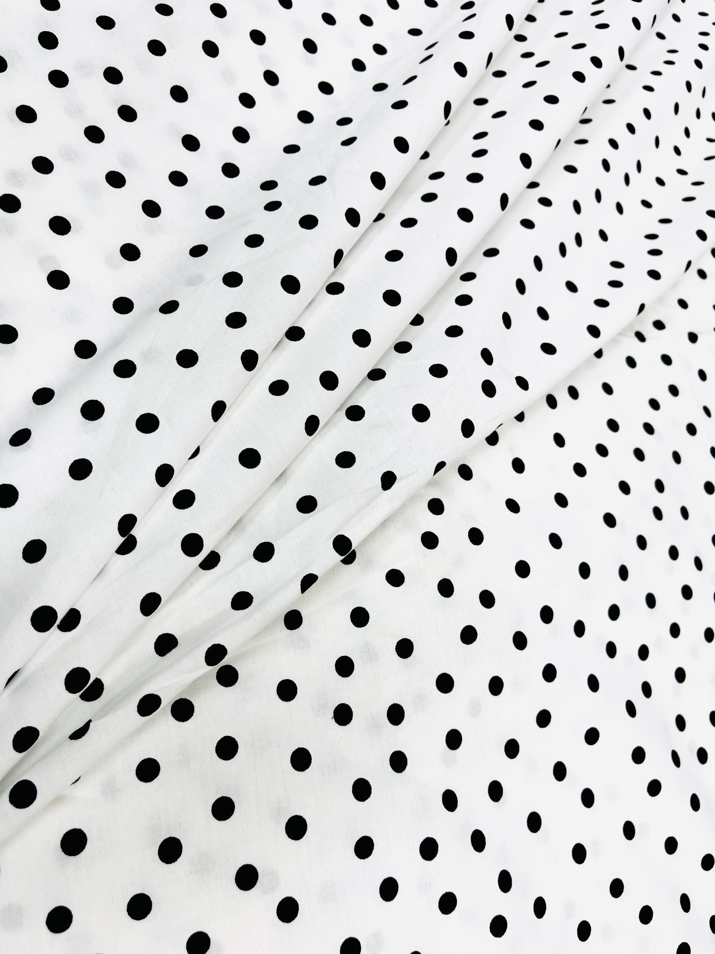 White Polka Dot Poplin Cotton Fabric 60 Inch Width