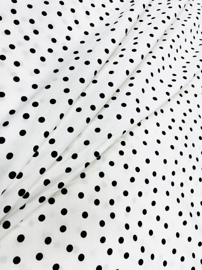 White Polka Dot Poplin Cotton Fabric 60 Inch Width