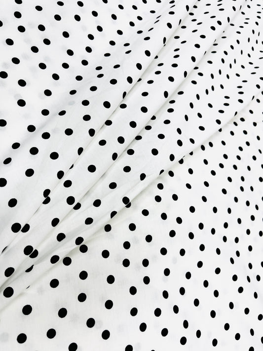 White Polka Dot Poplin Cotton Fabric 60 Inch Width