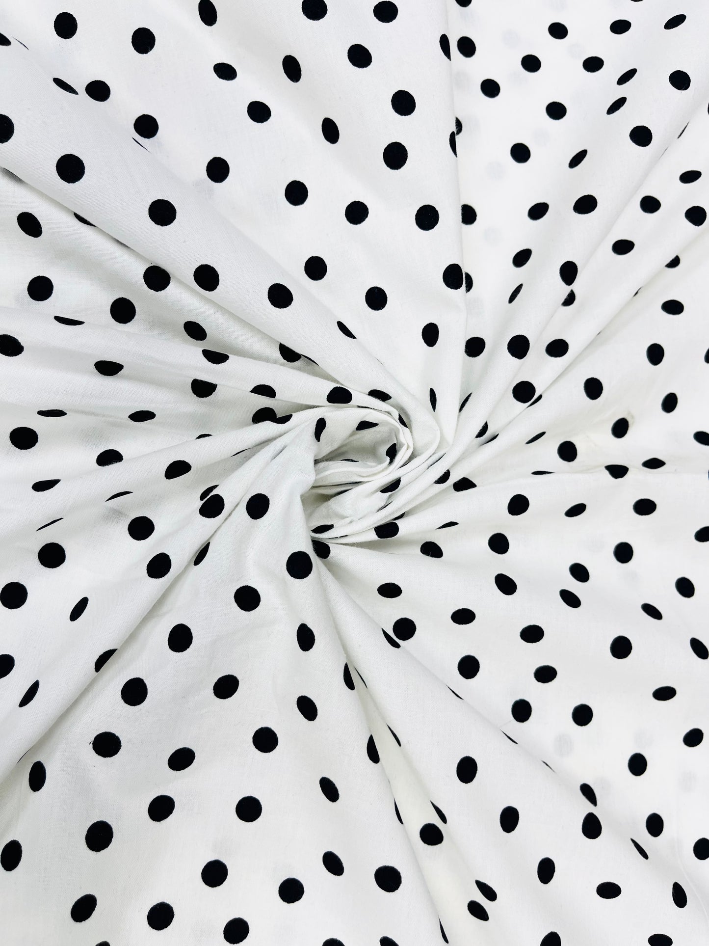 White Polka Dot Poplin Cotton Fabric 60 Inch Width
