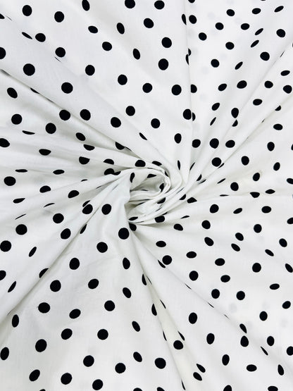 White Polka Dot Poplin Cotton Fabric 60 Inch Width