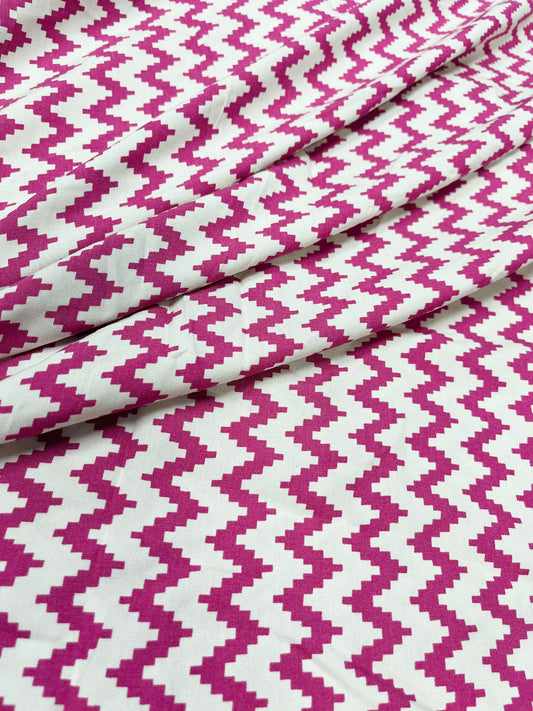 Premium Zig Zag Modal Rayon Satin Fabric 60 Inch Width