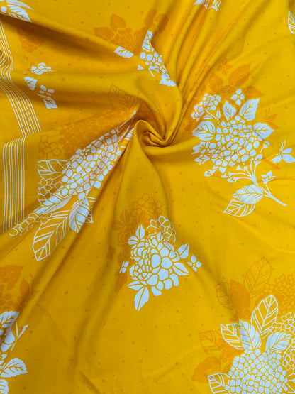 Sunshine Yellow Floral Cotton Fabric