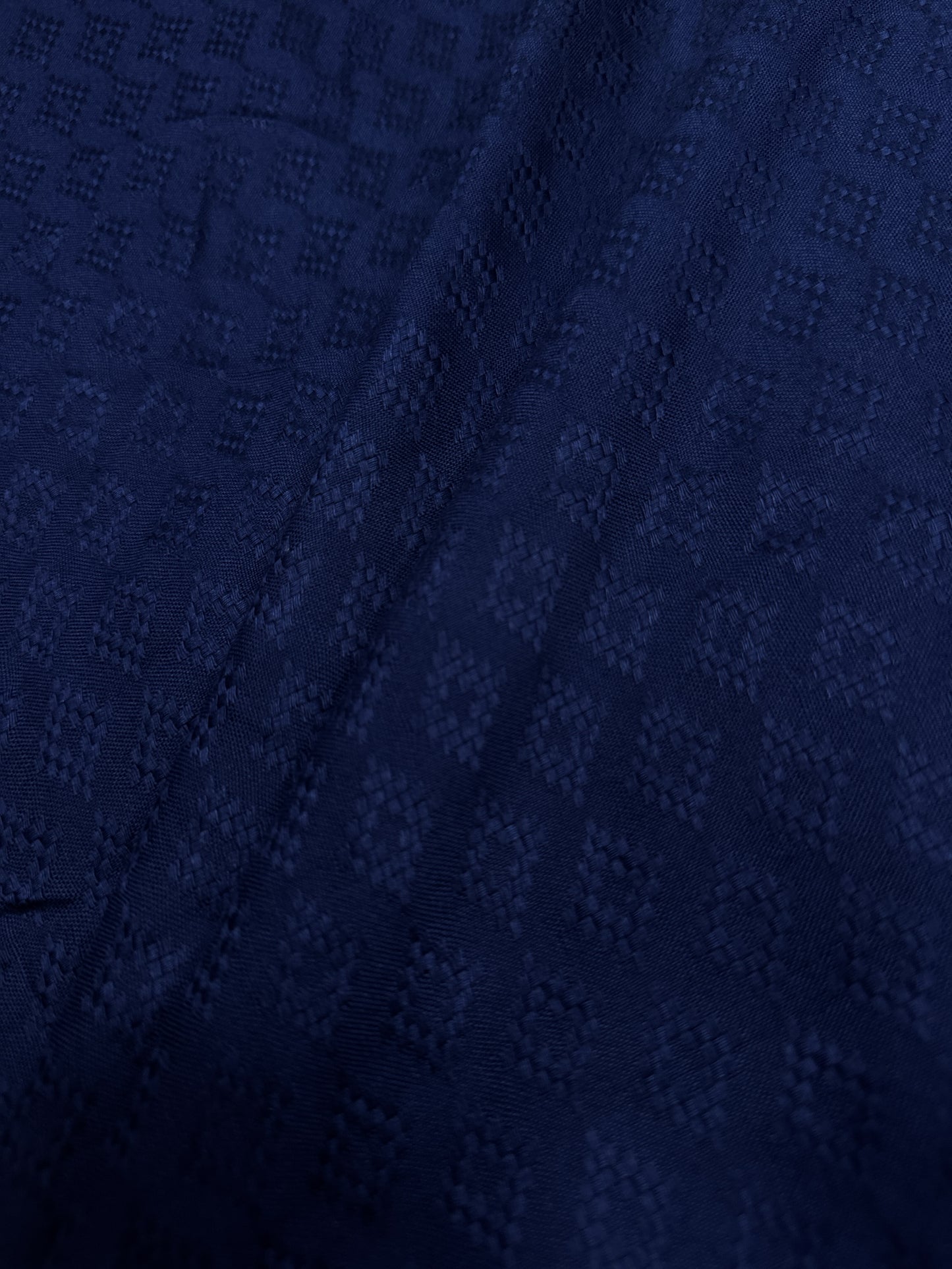 Dark Navy Modal Rayon Self Suit with Stripe Mal Cotton Dupatta