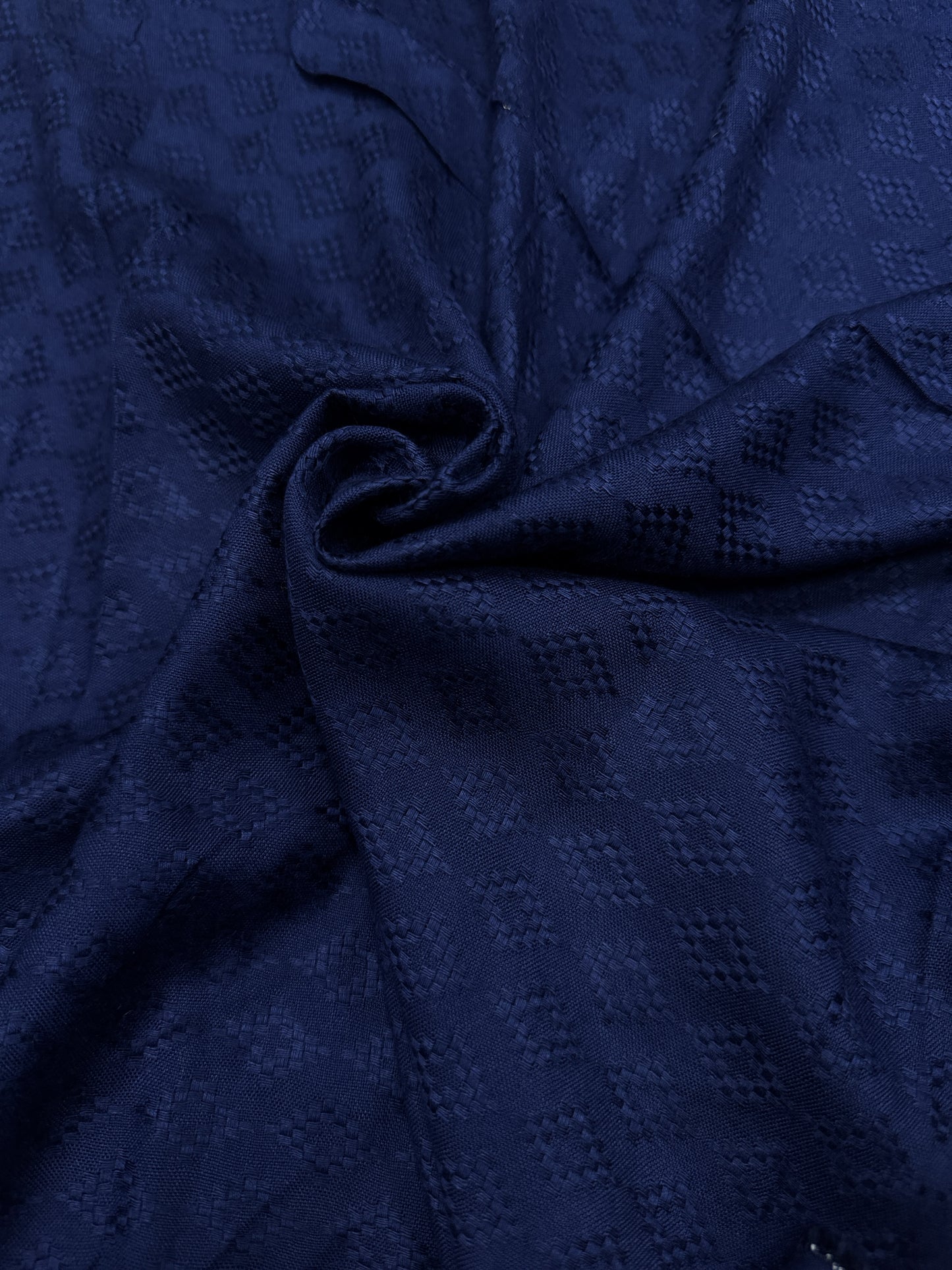 Navy Blue Modal Rayon Self Texture Fabric
