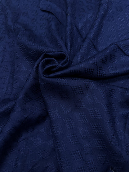 Navy Blue Modal Rayon Self Texture Fabric