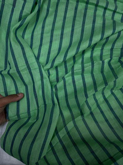 Dark Navy Modal Rayon Self Suit with Green Stripe Mal Cotton Dupatta