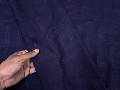 Luxury Modal Rayon Self Suit Fabric in Dark Navy Check Design