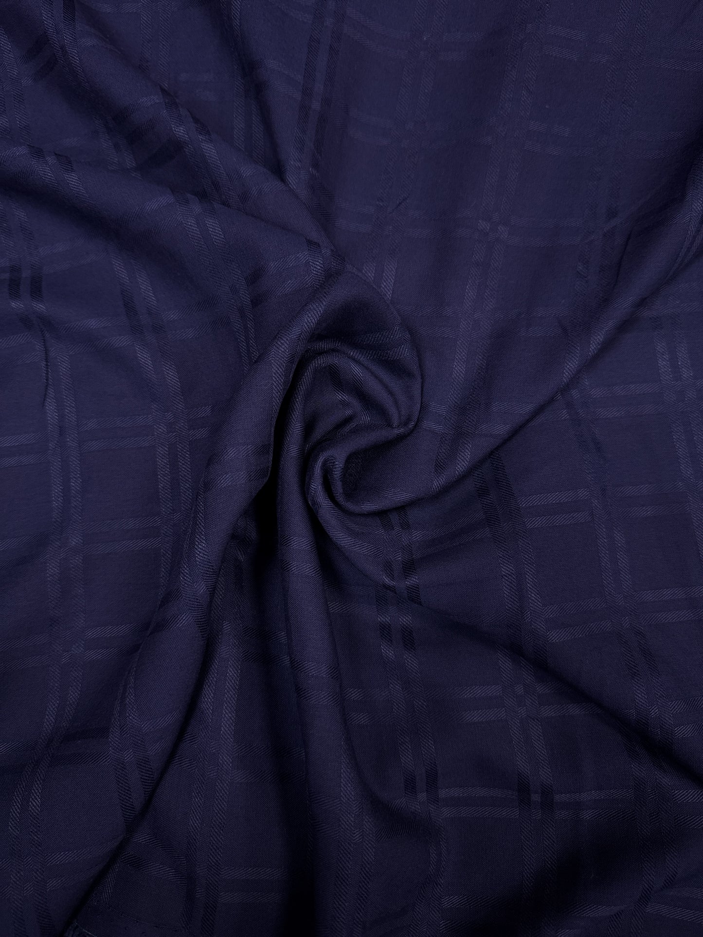 Luxury Modal Rayon Self Suit Fabric in Dark Navy Check Design