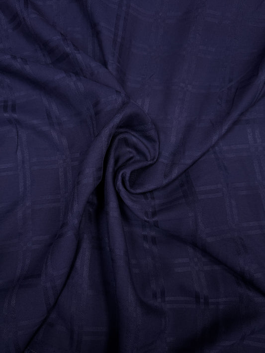 Luxury Modal Rayon Self Suit Fabric in Dark Navy Check Design