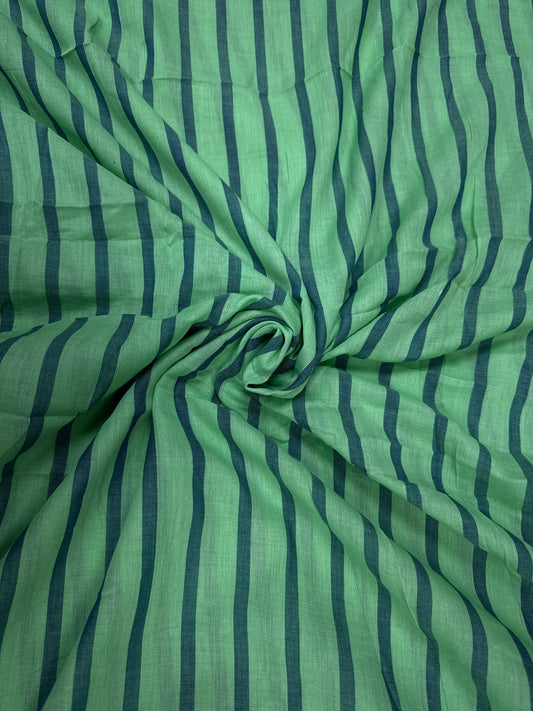 Dark Navy Modal Rayon Self Suit with Green Stripe Mal Cotton Dupatta