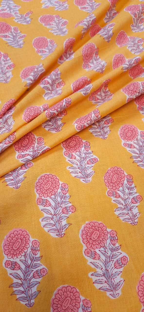 Rose on Yellow Cambric Cotton