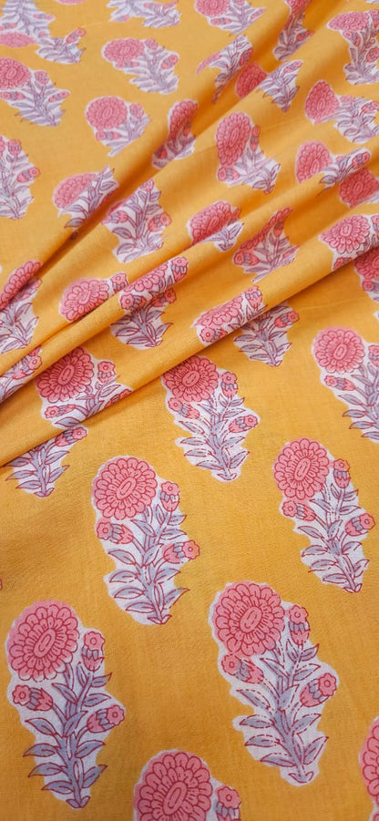 Rose on Yellow Cambric Cotton