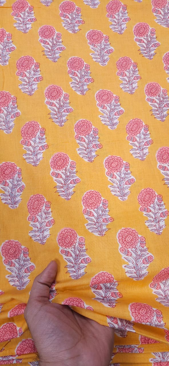 Rose on Yellow Cambric Cotton