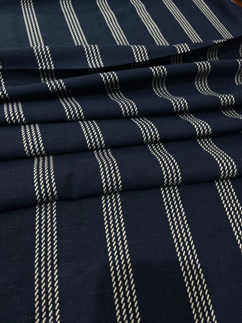 Black Multi Striped Printed Linen