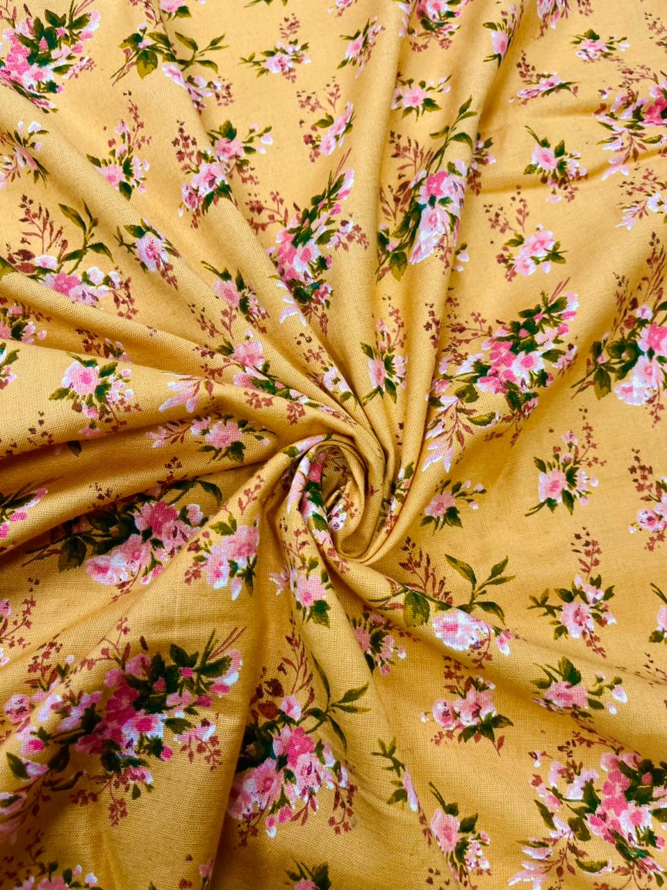 Ladoo Peela Floral Printed Linen