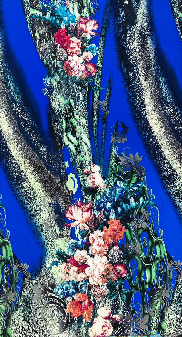 Blue Floral Glacier Printed Modal Rayon