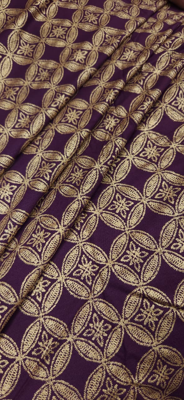 Wine Gold Designer Modal Rayon Fabric