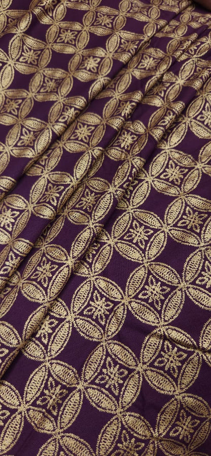 Wine Gold Designer Modal Rayon Fabric