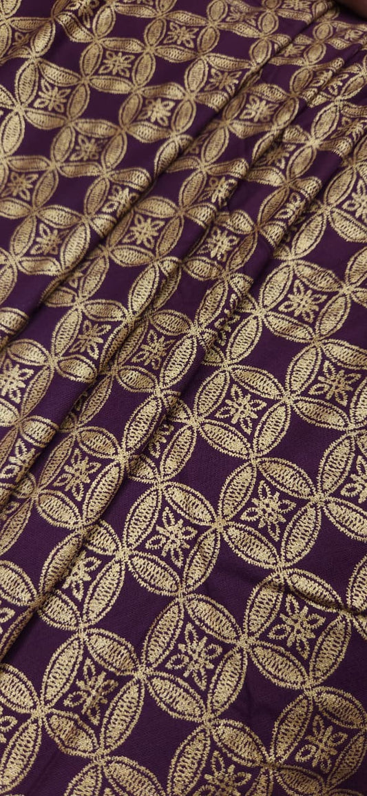 Wine Gold Designer Modal Rayon Fabric