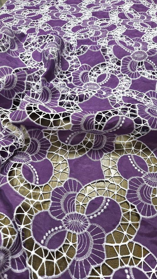 Royal Violet Imported Schiffli Fabric