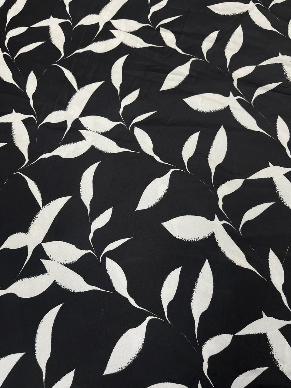 Noir Leaf Armani Satin Fabric