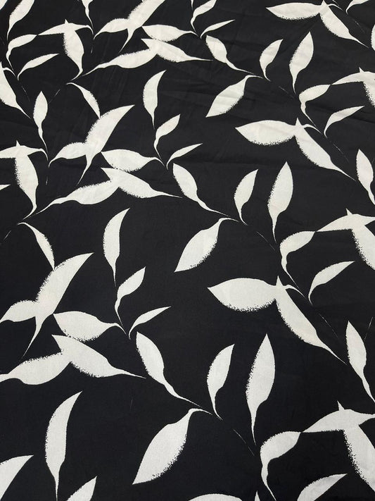 Noir Leaf Armani Satin Fabric