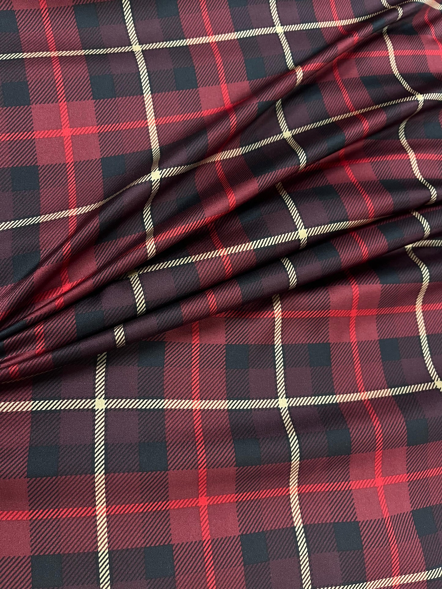 Royal Plaid Armani Satin Fabric
