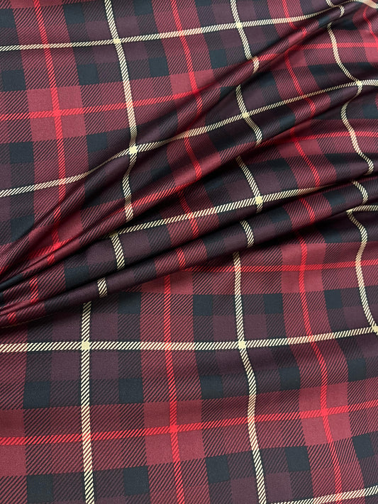 Royal Plaid Armani Satin Fabric