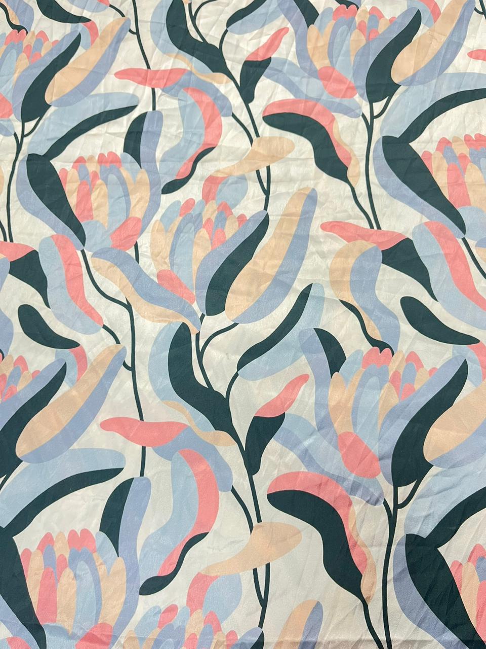 Pastel Bloom Armani Satin Fabric