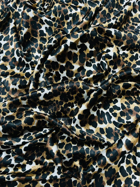 Wild Leopard Lycra Satin Fabric