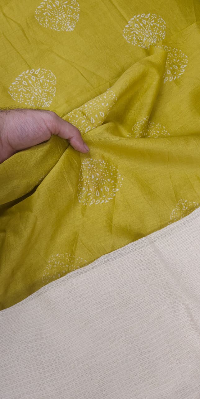 Sunshine Yellow Chanderi Butta Suit with dupatta