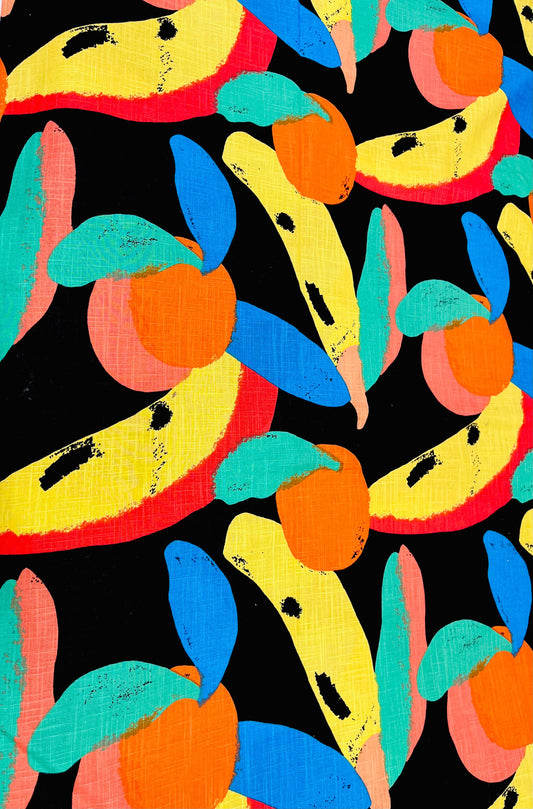 Tropical Toucan Print Linen Fabric