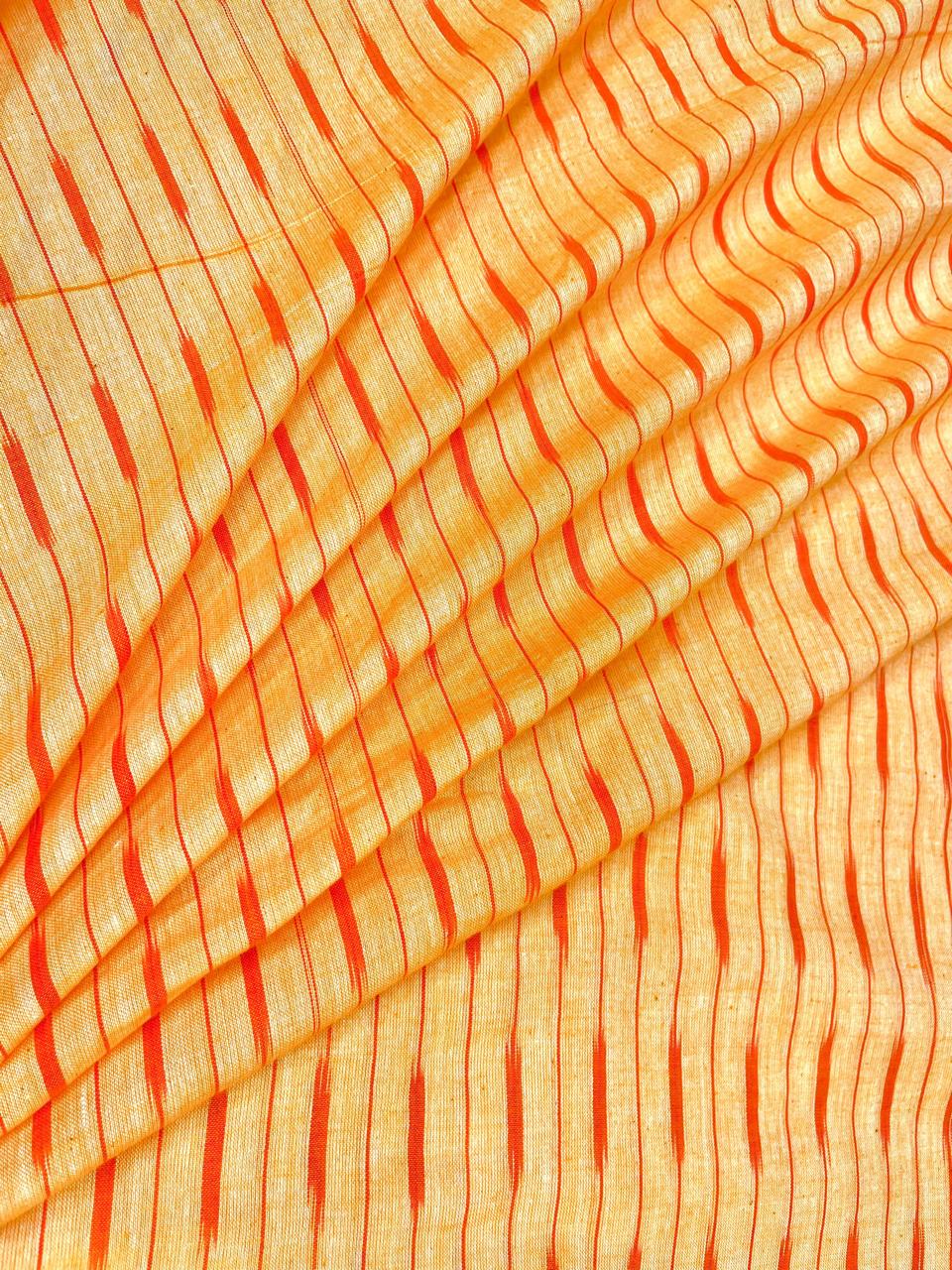 Sunset Orange Ikat Cotton Fabric